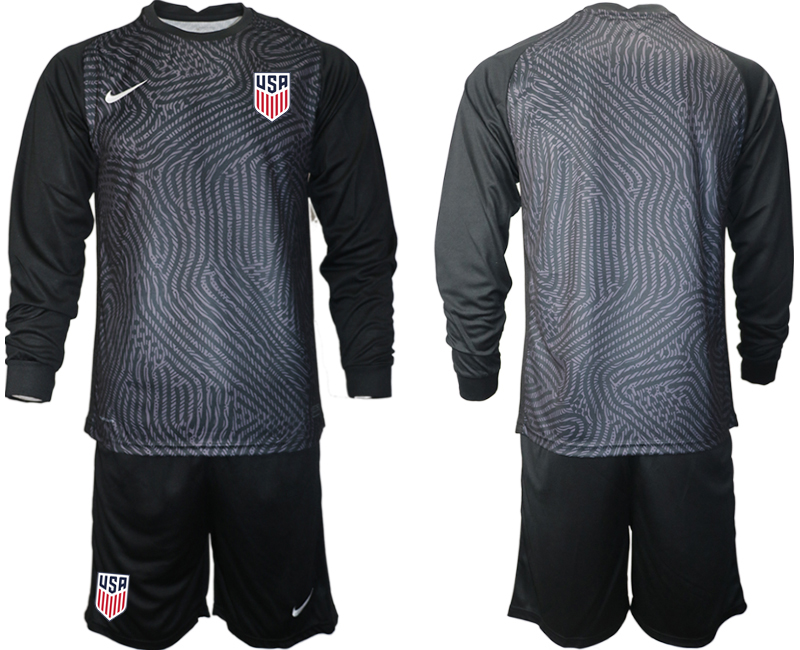 Men 2020-2021 Season National team United States goalkeeper Long sleeve black Soccer Jersey1->united states jersey->Soccer Country Jersey